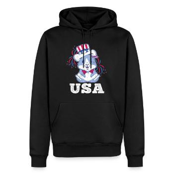 America American Pig Guinea USA 4th Of July - Männer Premium Bio Hoodie - Schwarz - Vorne - Nico (187cm)