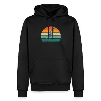 fußball ,fußballerin ball ,spiel ,spieler, spieler - Männer Premium Bio Hoodie - Schwarz - Vorne - Nico (187cm)