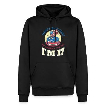 US America Flag Cake Birth Age 17 USA 4th Of July - Männer Premium Bio Hoodie - Schwarz - Vorne - Nico (187cm)