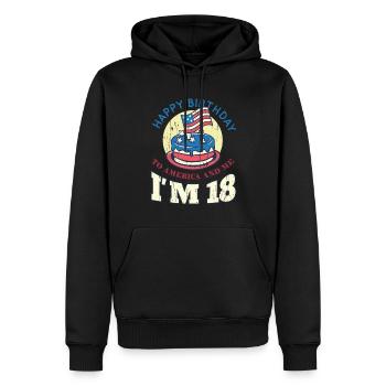 US America Flag Cake Naissance Age 18 USA 4 juillet - Sweat à capuche Premium bio Homme - noir - Devant - Nico (187cm)
