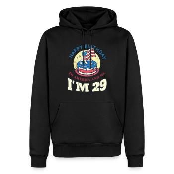 US America Flag Cake Naissance Age 29 USA 4 juillet - Sweat à capuche Premium bio Homme - noir - Devant - Nico (187cm)