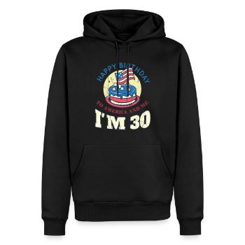 US America Flag Cake Naissance Age 30 USA 4 juillet - Sweat à capuche Premium bio Homme - noir - Devant - Nico (187cm)