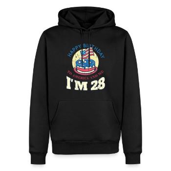 US America Flag Cake Naissance Age 28 USA 4 juillet - Sweat à capuche Premium bio Homme - noir - Devant - Nico (187cm)