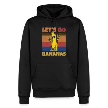 Retro Let's Bananas Funny Rocker Banana - Männer Premium Bio Hoodie - Schwarz - Vorne - Nico (187cm)