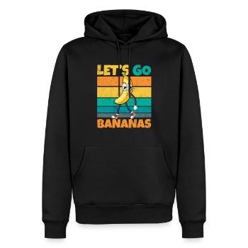 Vintage Let's Bananas Funny Smirk Banana - Männer Premium Bio Hoodie - Schwarz - Vorne - Nico (187cm)