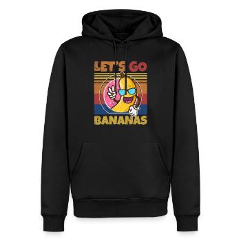 Retro Let's Bananas Funny Peace Banana - Männer Premium Bio Hoodie - Schwarz - Vorne - Nico (187cm)