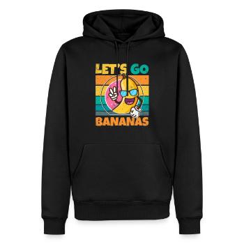 Vintage Let's Bananas Funny Peace Banana - Männer Premium Bio Hoodie - Schwarz - Vorne - Nico (187cm)