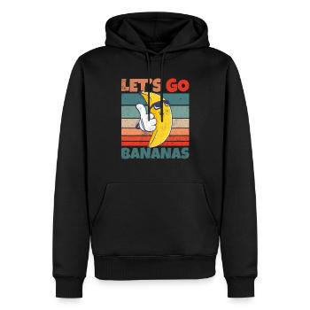 Retro Vintage Let's Bananas Funny Cool Banana - Männer Premium Bio Hoodie - Schwarz - Vorne - Nico (187cm)
