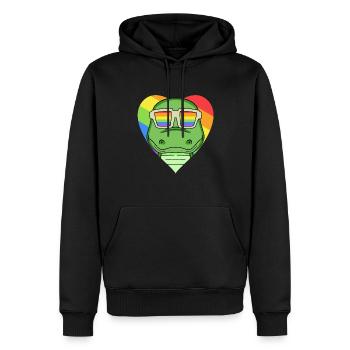 LGBT Tier Krokodile Regenbogen Herz - Männer Premium Bio Hoodie - Schwarz - Vorne - Nico (187cm)