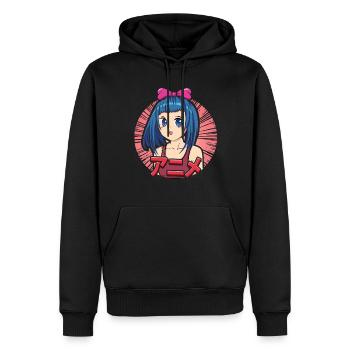 Vaporwave Japon Japonais Kawaii Girl Anime - Sweat à capuche Premium bio Homme - noir - Devant - Nico (187cm)