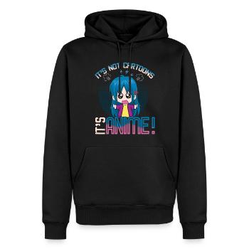 Vaporwave Japon Kawaii Pas de dessins animés c’est un anime - Sweat à capuche Premium bio Homme - noir - Devant - Nico (187cm)