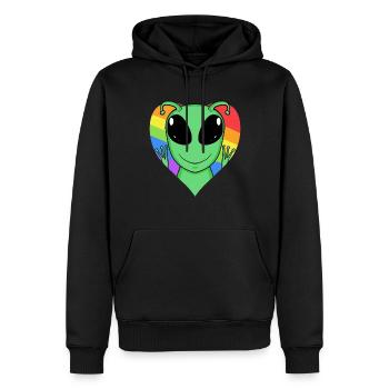 Alien Lgbt Regenbogen Farben - Männer Premium Bio Hoodie - Schwarz - Vorne - Nico (187cm)