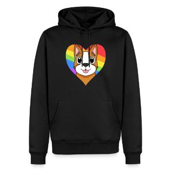 Chien LGBT Welsh Corgi Pembroke Rainbow - Sweat à capuche Premium bio Homme - noir - Devant - Nico (187cm)