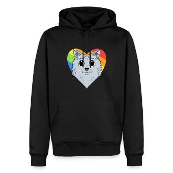 CHAT LGBT Sibérien Chat Arc-en-ciel - Sweat à capuche Premium bio Homme - noir - Devant - Nico (187cm)