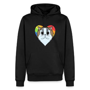 CHAT LGBT Chat Persan Arc-en-ciel - Sweat à capuche Premium bio Homme - noir - Devant - Nico (187cm)
