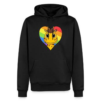 Giraffe LGBT Regenbogen Farben - Männer Premium Bio Hoodie - Schwarz - Vorne - Nico (187cm)