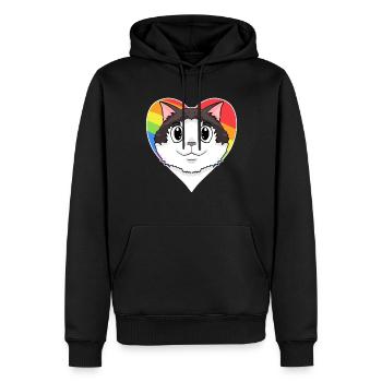 Ragdoll Katze - Regenbogen Herz - Männer Premium Bio Hoodie - Schwarz - Vorne - Nico (187cm)