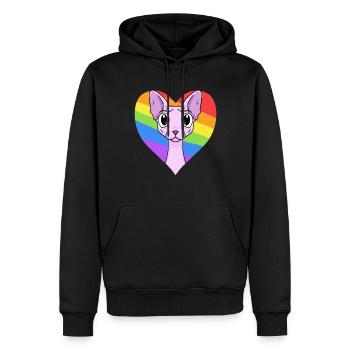 Chat LGBT Sphynx Rainbow - Sweat à capuche Premium bio Homme - noir - Devant - Nico (187cm)