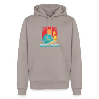Vacances à la plage au bord de la mer Design motif de plage - Sweat à capuche Premium bio Homme - taupe - Devant - Nico (187cm)