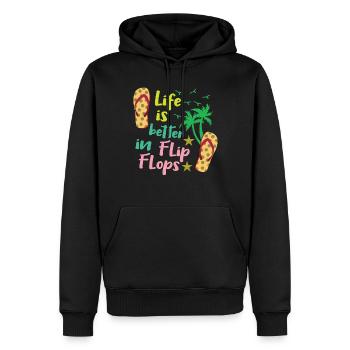 Life Better Flop Beach 2022 Tropical Summer - Männer Premium Bio Hoodie - Schwarz - Vorne - Nico (187cm)