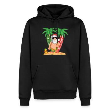 Island Beach Noël Santa Drinking Été 2022 - Sweat à capuche Premium bio Homme - noir - Devant - Nico (187cm)