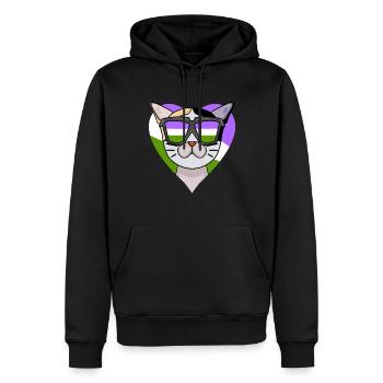Genderqueer Chat Lgbt Bobtail japonais - Sweat à capuche Premium bio Homme - noir - Devant - Nico (187cm)