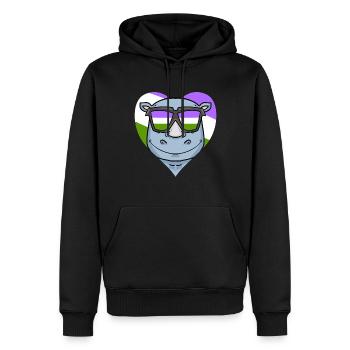 Rhinocéros Genderqueer - Sweat à capuche Premium bio Homme - noir - Devant - Nico (187cm)