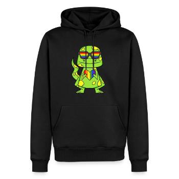 LGBT Tier Dinosaurier Regenbogen Herz - Männer Premium Bio Hoodie - Schwarz - Vorne - Nico (187cm)