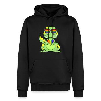 LGBT Tier Dinosaurier Regenbogen Herz - Männer Premium Bio Hoodie - Schwarz - Vorne - Nico (187cm)