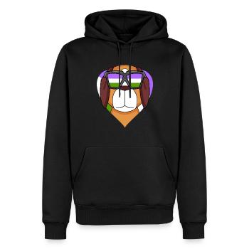 Genderqueer Lgbt Hund Bernhardiner - Männer Premium Bio Hoodie - Schwarz - Vorne - Nico (187cm)