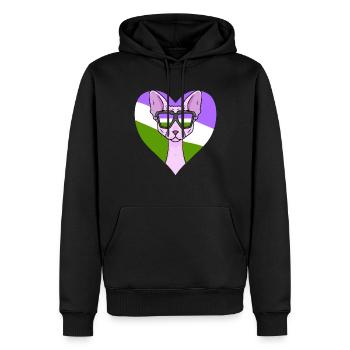 Genderqueer Lgbt Chat Sphynx - Sweat à capuche Premium bio Homme - noir - Devant - Nico (187cm)