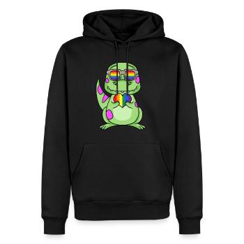 LGBT Tier Dinosaurier Regenbogen Herz - Männer Premium Bio Hoodie - Schwarz - Vorne - Nico (187cm)