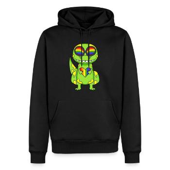 LGBT Animal Dinosaur Rainbow Heart - Men’s Premium Organic Hoodie - black - Front - Nico (187cm)