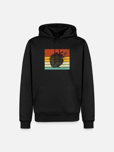 Strawberry Fruit Lover Retro Healthy Gift idea - Men’s Premium Organic Hoodie - black