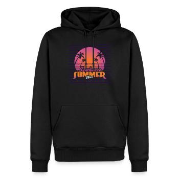 Palm Vaporwave Vibes Tropical Hello Summer 2022 - Männer Premium Bio Hoodie - Schwarz - Vorne - Nico (187cm)