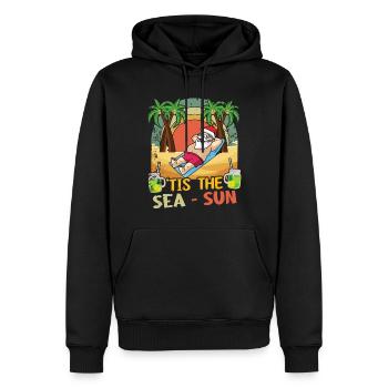 Island Beach Noël Santa Sun Sea Été 2022 - Sweat à capuche Premium bio Homme - noir - Devant - Nico (187cm)