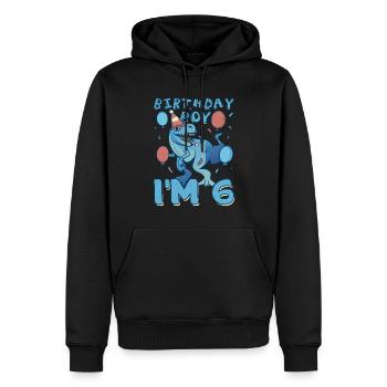 Boy Age 6 Year Old Cute Birth Born Roar Dinosaur - Männer Premium Bio Hoodie - Schwarz - Vorne - Nico (187cm)