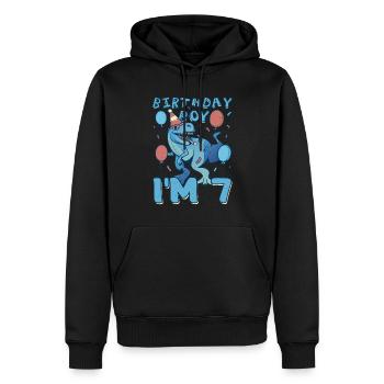 Boy Age 7 Year Old Cute Birth Born Roar Dinosaur - Männer Premium Bio Hoodie - Schwarz - Vorne - Nico (187cm)