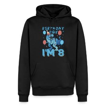 Boy Age 8 Year Old Cute Birth Born Roar Dinosaur - Männer Premium Bio Hoodie - Schwarz - Vorne - Nico (187cm)