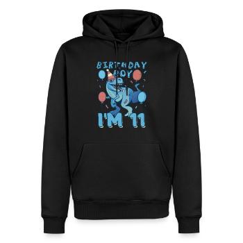 Boy Age 11 Year Old Cute Birth Born Roar Dinosaur - Männer Premium Bio Hoodie - Schwarz - Vorne - Nico (187cm)