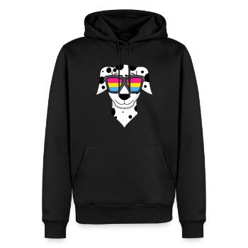 Chien dalmate pansexuel - chien avec lunettes - Sweat à capuche Premium bio Homme - noir - Devant - Nico (187cm)
