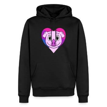 Schwein - Männer Premium Bio Hoodie - Schwarz - Vorne - Nico (187cm)