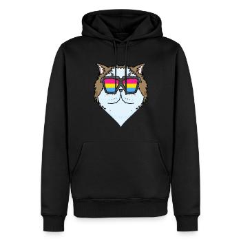 Pansexuell Perserkatze - Katze mit Brille - Männer Premium Bio Hoodie - Schwarz - Vorne - Nico (187cm)