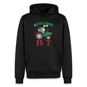 Birth Born Age 7 Years Old Farmer Cow Tractor - Männer Premium Bio Hoodie - Schwarz - Vorne - Nico (187cm)