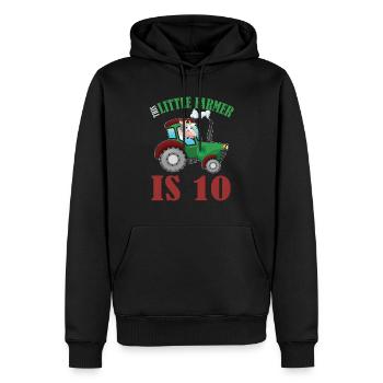 Birth Born Age 10 Years Old Farmer Cow Tractor - Männer Premium Bio Hoodie - Schwarz - Vorne - Nico (187cm)