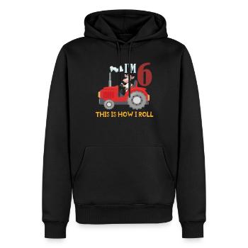 Birth Born Age 6 Year Old Farmer Farm Cow Tractor - Männer Premium Bio Hoodie - Schwarz - Vorne - Nico (187cm)