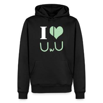 Love UwU Face Vaporwave Anime Heart Otaku - Männer Premium Bio Hoodie - Schwarz - Vorne - Nico (187cm)