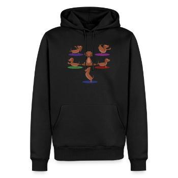 Zen Namaste Méditation Animale Mignon Teckel Yoga - Sweat à capuche Premium bio Homme - noir - Devant - Nico (187cm)