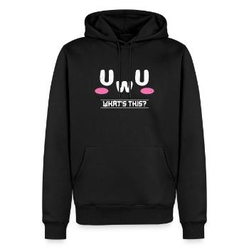 What Is UwU Face Vaporwave Anime Aesthetic Otaku - Männer Premium Bio Hoodie - Schwarz - Vorne - Nico (187cm)