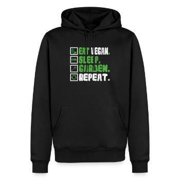 Eat Vegan Sleep Garden Repeat - Men’s Premium Organic Hoodie - black - Front - Nico (187cm)